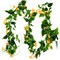 Artificial Morning Glory Flower Vines, 2pcs 15Feet Hanging Plants Silk Garland Fake Green Plant Home Garden Wall Fence Indoor Outdoor Wedding Birthday Decor
